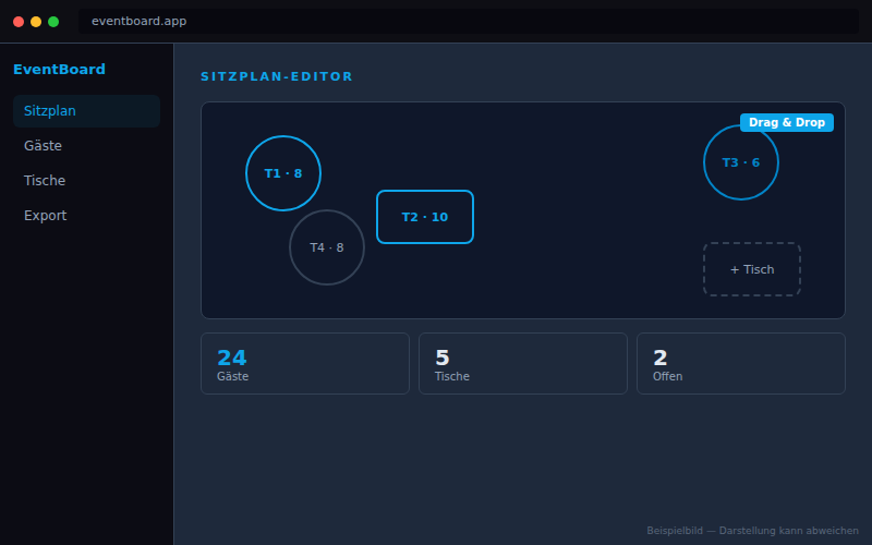 EventBoard — Digitale Sitzplanung für Events und Veranstaltungen