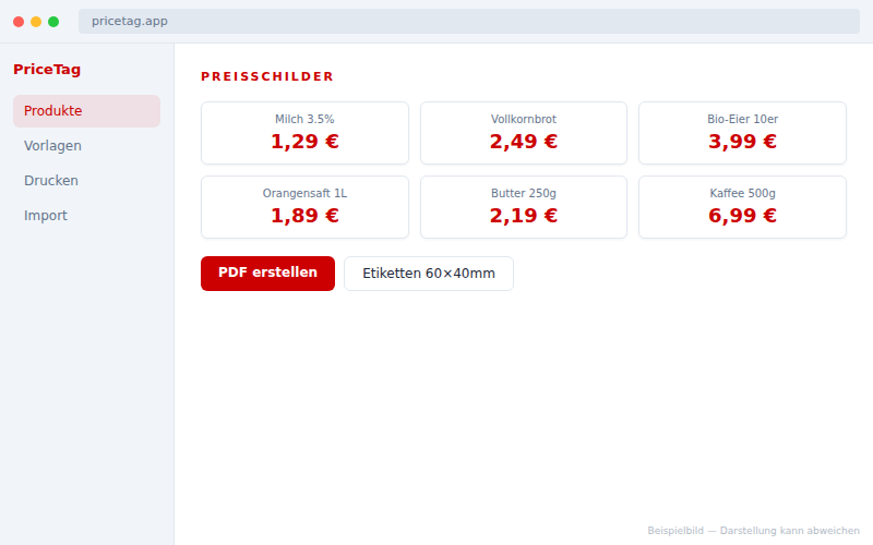 PriceTag — Preisschilder-Generator für Einzelhandel und Kioske